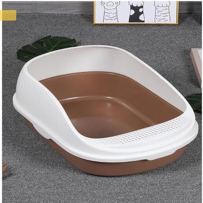 China OEM ODM Semi Enclosed Cat Litter Box PP PET Cleaning Litter Box for sale