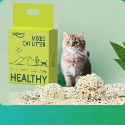 China Tofu Bentonite Mixed Cat Litter Customized Cat Bathroom Sand for sale