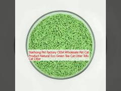 Starhong Pet Factory OEM Wholesale Pet Cat Product Natural Eco Green Tea Cat Litter Tofu Cat Litter