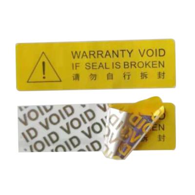 China Waterproof Custom Printed Warranty Invalid Stickers Anti-Counterfeiting Void Label Stickers Packaging Label for sale