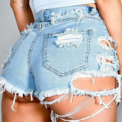 China 2021 New Fashion Women's QUICK DRY Irregular Hole Stretch Denim Shorts Jeans Irregular Ripped Pants For Woman for sale