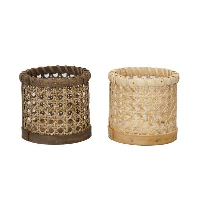 China Wholesale Natural Viable Storage Rattan Chopsticks Storage Weave Rattan Pen Holder for sale