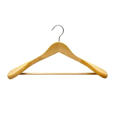 China Modern Natural Wood Material Eco-friendly Wide Shoulder Clothing Hanger Wooden Clothes Hanger for sale