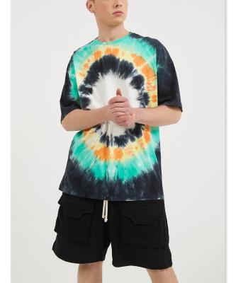 China Anti-Wrinkle Fashion Unisex Cotton T-shirts 100% Blank Tye Dye Mens T-shirts Bulk Simple Oversized Tie Dye T-shirt for sale