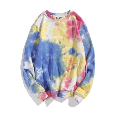 China 100% unisex logo tie dye long sleeve tie dye crewneck custom oversized QUICK DRY cotton sweatshirt unisex crewnecks for sale