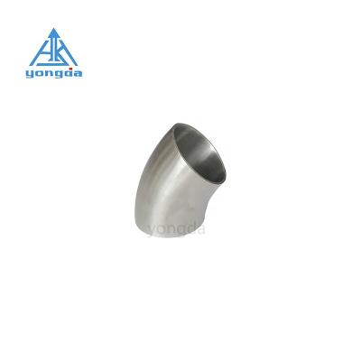 China Beer Yongda Mirror Exterior Sanitary 304 316L Stainless Steel Pipe Fitting 45 Degree Elbow for sale