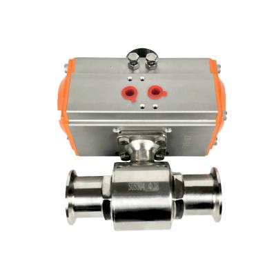 China General YongDa 304 Sanitary 316L Stainless Steel Tri Flange Ball Valve With Pneumatic Actuator for sale