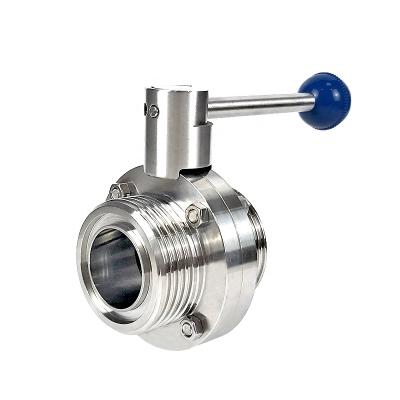 China food & Beverage & chemicals & Pharma Yongda Stainless Steel Sanitary Handle Manual Male Threaded Butterfly Valve for sale