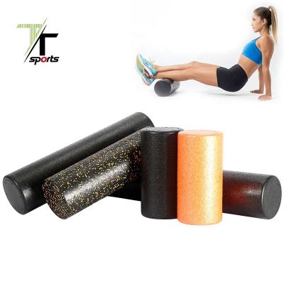 China Supplies Muscle Recovery TTSPORTS Custom Black Printing Round Yoga EPP Foam Roller For Pilates Deep Tissue Muscle Massage for sale