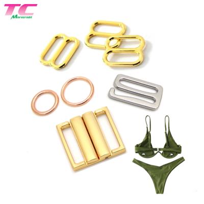 China Can Keep Long Time Color Morecredit Bikini Accessories Gold Metal Bra Hook And Ring Strap Adjustable Clasp Durable for sale