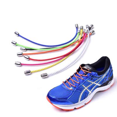 China Round 24 colors 3MM round no tie elastic laces with metal lock, 100cm lazy shoe laces fits all adult and children for sale