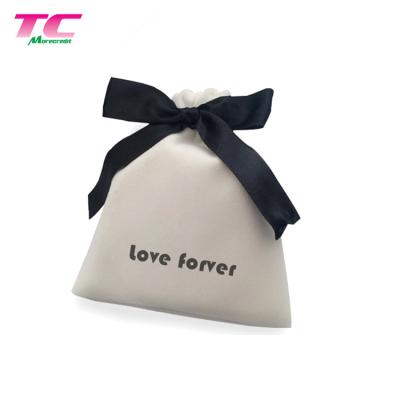 China Jewelery packaging; gift bag Customized Printed Logo Luxury Bowknot Promotional Drawstring Mini Velvet Gift Bag For Jewelry for sale