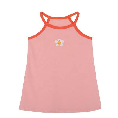 China Custom Wholesale Kids Wear Girls Cotton Breathable Halter Dress Printed Clothing Supplier Designer Summer Kids Wear for sale