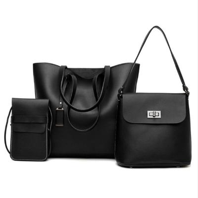 China Pure Color Hot Selling Women Shoulder Bag Handbag For Work Purse 3 - Pieces Bag Sets for sale