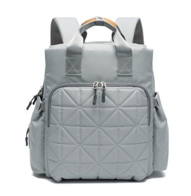 China High Quality Water Resistant Gray Stylish Quilted Multifunctional Mummy Bags, Wholesale New Large Capacity Baby Diaper Bags With Stroller Strap for sale