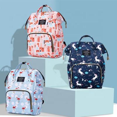 China New design large capacity waterproof daily multifunctional backpack custom prints diaper diaper backpack bag mom bag for sale