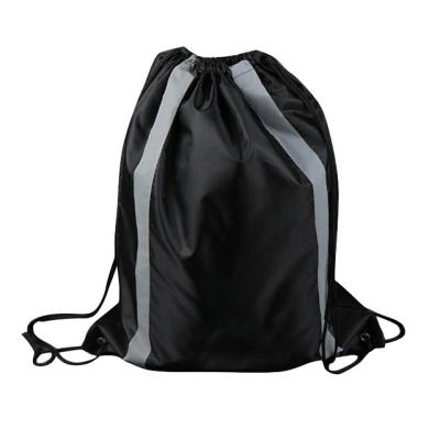 China 210D Polyester Reusable Outdoor Sport Gym Drawstring Backpack Promotional Cheap Bag With Reflective Tape for sale