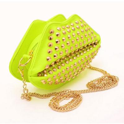 China Wholesale PU Long Chain Lips Bag Rivet Lips Bag Lip Shape Sling Bag For Girls Woman Ladies for sale