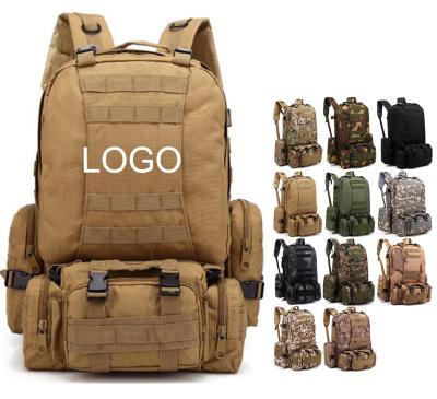 China 55L Waterproof Camouflage Oxford Camping Sports 3 Pieces Waterproof Army Military Tactical Backpack Bag Large Capacity Travel Set for sale