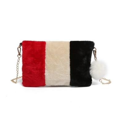 China Polyester Faux Fur Hairy Shoulder Bag Bars Single Shoulder Bags For Women for sale