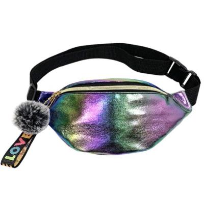 China Rainbow multifunctional leather promotional bumbag waist bag PU actions RTS holographic rise pussy package for women for sale