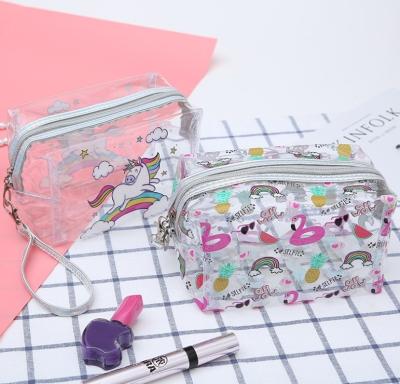 China Wholesale custom cheap unicorn printing cosmetic clear bags PVC makeup bag flamingo fashion women cosmetic bag for sale