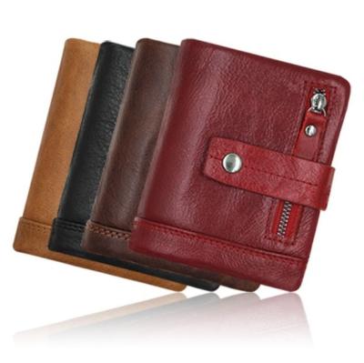 China Retro Real Leather Multifunctional Crazy Wallet Travel Short Genuine Leather Wallet Horse Wallet For Men for sale