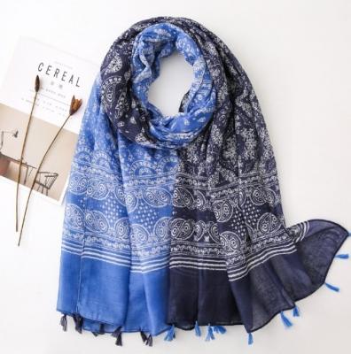 China Wholesale Polyester Women Fashion Paisley Scarves Printed Bohemia Scarf With Tassels for sale