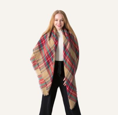 China RTS Winter Plaid Pashmina Acrylic Running Custom Square Scarf Oversized Blanket Scarf For Women for sale