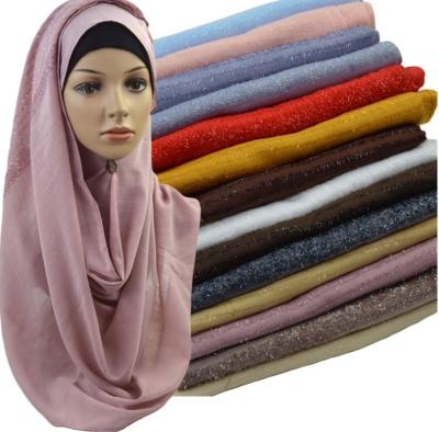 China Wholesale Fashion Viscous Muslim Scarf Simple Wire Scarf Metallic Hijab for sale