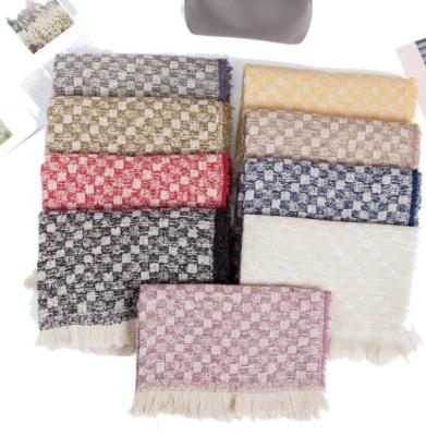 China Winter Polyester Plaid Women Scarf Blanket Pashmina Shawl Scarf for sale