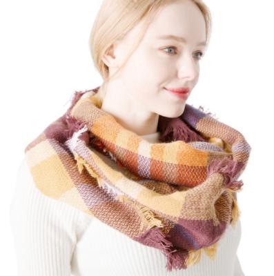 China Wholesale Women Winter Scarf Infinity Plaid Acrylic Neck Warmer for sale