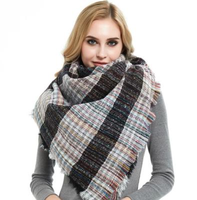 China Winter pashmina shawl oversized cover up scarf women acrylic square plaid scarf for sale