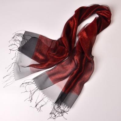 China Long Fashion Glitter Women Silk Metallic Thread Scarves Real Silk Scarf With Tassels for sale