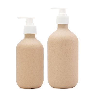 China Recyclable Shampoo Shoulder Wheat Bottle Round Cosmetic Straw Bottle Eco-Friendly And Biodegradable Cosmetic Outer Packaging for sale