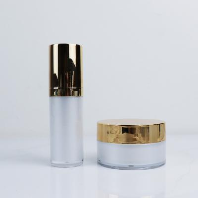 China Custom Logo High Grade Sliver Gold Cosmetics Plastic Round Lid Small Cosmetics Packaging Face Cream Jar Bottle 100ml 300ml for sale