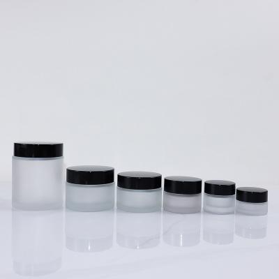 China Free Sample Wholesale 5g 15g 30g 50g 100g Eco Cosmetic Containers Beauty Gel Jar Frosted Glass Cream Jar With Bamboo Lid for sale