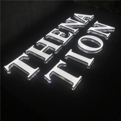 China Buildings Led Crystal Diamond Stainless Steel Shop Front Illuminated Letter Signs for sale