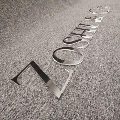 China Buildings customized mirror front 3d laser cut logo high quality silver crystal acrylic sign personalized vintage metal signs for sale