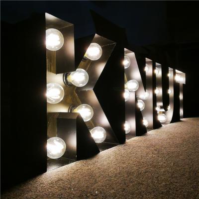 China Custom Buildings Vintage Free Standing Stainless Steel Electronic Marquee Letter Lights for sale