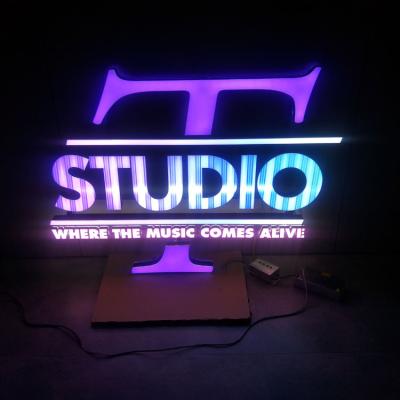 China Customized Outdoor High Brightness Factory Direct Sale Blue Purple 3D Signs Led Light Sign For Business for sale