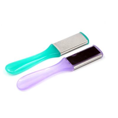 China Pedicure care metal foot file metal side small and plastic handle sandpaper foot file for sale