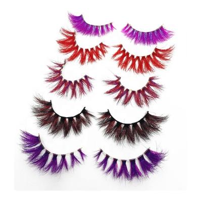 China New Luxury Glossy 3D Color Mink Lashes Thick Fluffy Colorful False Eyelashes Makeup Extension Tools Natural Long Person Wholesale for sale