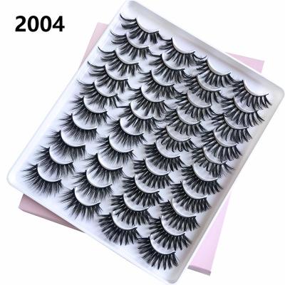 China 20pairs False Glossy Eyelashes Books Natural Length Tapered Lashes Criss-Cross Fluffy Thick Faux 3D Mink Lashes With Custom Lash Box for sale