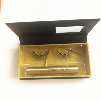 China 100% Mink 3d Glossy Magnetic Eyelashes Set Magnetic Eyelashes And Eyeliner With Custom Packaging Box for sale