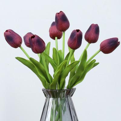 China Factory Wholesale Artificial Flower Rubber Tulip Artificial Flower Exclusively Handcrafted PU Tulip Like Real Touch for sale