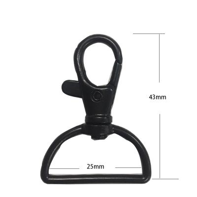 China Retail Industry KJ092 25mm Swivel Black Trigger Hook Supplier Snap Hook For Lanyard for sale