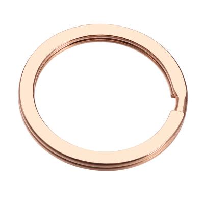 China Retail Industry 25mm Pole Flattened O Ring Rose Gold Round Ring For Lanyard for sale