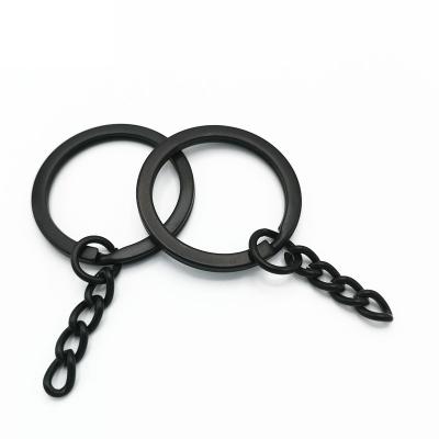 China Split Key Ring With Chain Black Color Metal Keychain Main Manufacture for sale