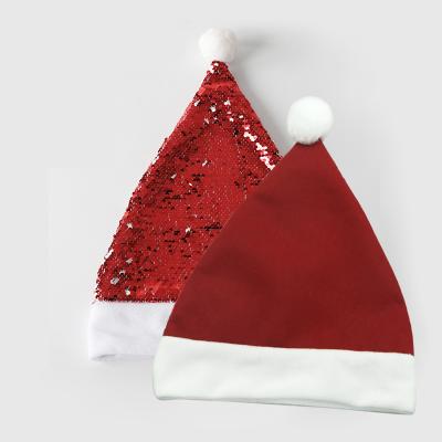 China Sublimation Blanks Dye Hat Custom Sublimation Blanks Sequin Logo Christmas Santa Hat for sale